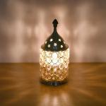 CraftVatika Multicolor Brass and Crystal Crystal Akhand Diya Oil Lamp 10.01 x 8 cm