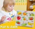 FORSIKHA Fruits Wooden Jigsaw Playgroup Educational Puzzle kids toys Develop Fine Motor Skill & Hand-Eye Coordination Early Learning Toy.