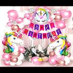 SV Traders Unicorn Theme Birthday Decoration Combo Kit Of 63 Pcs