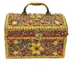 santarms Handmade Golden Red Wood Jewellery Organizer