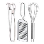 DreamBasket Stainless Steel Cheese Grater & Pakkad & Egg Whisk for Kitchen