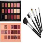 URBEN QUEEN-nude eyeshadow palette + rose gold eyeshadow palette & 5 PEACE BRUSH set