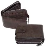 Storite Dark Brown Leather 11 Slot Large Credit Zipper Card Holder Wallet Zipper Coin Purse
