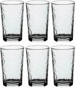 PASABAHCE (Pack of 6) Color Glass Linka Glass Set Water/Juice Glass (240 ml, Glass, Grey)