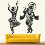 StickMe Multicolor Vinyl Lord Radhe Krishna Hindu God Radha Krishna With Flute Love Romantic Creative Colorful Wall Sticker