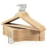 ROCKFIELD Edergoo Wood Hangers 20 Pack, Non-Slip Wooden Hangers with 360 Swivel Hook & Notches, Slim Coat Hangers for Shirt, Suit, Jacket, Dress, Natural