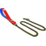 SUPER CHAIN LEATHER Tone Leash Chew Proof Soft Padded Handle with BRASS Hook(LARGE-MEDIUM) 130 cm Dog Chain Leash (Red, Steel)