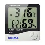 SIGMA Make Digital Temperature Humidity Time Display Meter with Alarm Clock, Wall Mount or Table Top, with inbuilt sensor