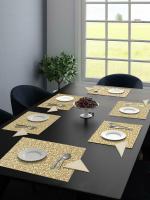 Saral Home Easy Living Gold Cotton Table Mat 34x45 cm (6 pcs) with 6 Free Cotton Napkins