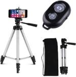 SRIKANTH ENTERPRISES Mycart tripods Silver and Black Aluminum 360 Degree Rotating Mobile and Camera Tripod with Bluetooth Mobile Remote (pack of 2)