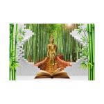 SHASWAT ART Buddha Coming from Bamboo Forest for holy Book Painting Sparkle Coated Self Adhesive Wallpaper Without Frame Digital Reprint 24 inch x 36 inch Painting