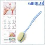 GRIDLAB 2 IN 1 Back Body soft Bath Brush for shower cleaning with Bristles wash and Loofah Back, head Scrubber reusable cleaner with Curved long handle for women and men