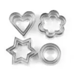 SHREVI Stainless Steel 12 Pcs Cookie Cutter Set in 4 Different Shapes