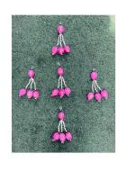 SPHINX paper fake lotus and rajnigandha hangings, lotus flower latkans, for Festive decor Pooja room decor Wedding Housewarming home function decorations ( Height Approx 28 cms)- (3 Line Latkan, 20 Pieces)