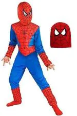 Kaku Fancy Dresses Metal Spider Super Hero Costume -Red & Blue, 3-4 Years, For Boys