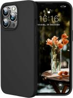 Trifty Og Silicone Back Cover for Apple Iphone 12 Pro Max - Black | PU Case | Soft Fabric Inside