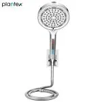 Plantex Hand Shower for Bathroom/6 Inch Round Multi-Function 6 Mode Shower Hand/Hand Shower Set with 1.5 Meter Flexible Tube Pipe with Self Adhesive Bracket - (Chrome)
