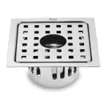 Ruhe 304-Grade Classic Square Flat Cut Floor Drain | 5 x 5 inches | with Cockroach Trap/Jali