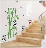 JAAMSO ROYALS Cute Cartoon Pandas Design Vinyl Bedroom Wardrobe Wall Sticker (60CM X 90CM)