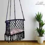 Patiofy Medium C Shape Swing Chair with Silver Cushion, Jhula for Kids & Adults