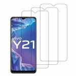 Kite Digital Vivo Y21 Transparent Tempered Glass Screen Protector with Full Screen Coverage (Except Edges) and Easy Installation Kit (Pack of 3)