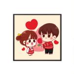 Random Wooden Framed Cute Couple Canvas Art wall painting for living room bed décor home Art Wall canvas modern stylish hanging wall decor