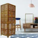 CRAFT DECOR Wooden Room Partition for Living Room, Wood Screen Separator and Wooden Room Dividers, Studio Wall Panel 6 Feet for Living Room/Bedroom/Office/Restaurant/(Teak) (2 Panels Without Stands)