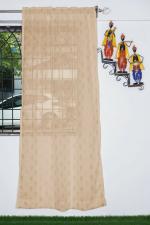 Parda Online Brown Rod Linen Solid Rod Pocket Window Curtain 5ft, (Pack of 4)