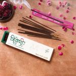 Triveni Organics Organic Desi Gir Cow Dung Incense Sticks/Agarbatti for Pooja with Holder Stand |180 Natural Incense Stick (Rose)