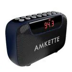 Amkette Pocket Blast FM Radio with Bluetooth Speaker with Powerful Sound, Voice/FM Recording, Hidden Antenna, 7+ Hours Playback (USB-C Charging), and Number Pad (AUX, SD Card, USB Input) (Blue)