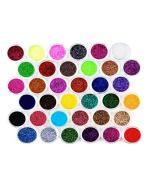 WorldWesties Extra Fine Glitter, Set of 36 Colors Nail Arts, Cosmetic Glitter, Loose Glitter Powder for Face Body Hair Eye Lip Gloss Makeup Pack of 36