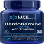 Life Extension Benfotiamine with Thiamine 100 mg, 120 vegetarian capsules