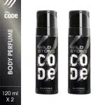 Wild Stone CODE Chrome No Gas Long Lasting Body Perfume Spray for Men Pack of 2 (120ml Each)
