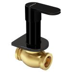 Plantex Pure Brass ORN-220 Flush Cock with Teflon Tape & Adjustable Brass Wall Flange - 25 mm (Black Glossy Finish)