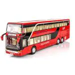 Ktrs Enterprise Double-Decker Tourist Bus Model City Bus Toy Car Alloy Airport Busing Metal Sound And Easy Pull Back Anti-Fall Toy Car