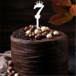 GIGGA Acrylic Material Number Cake Topper For Cake Decoration Design 7 (Silver)