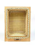 Habere India-All the Cultures Fabricating India Store Beige Rectangular Wicker Basket with Channel, 16.5 x 20 x 4 inch