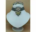 Gyaan Jewels Handmade Gold Plated Brass Earring and Necklace Set Maroon, Grey (Women, Girls) Free Size