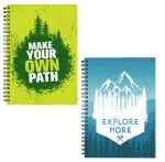 Whats Your Kick Travel Inspired A5 Set of 2 Soft Cover Notebook 80 GSM Wiro Binding Notebook Single Line 160 pages Stylish Notebook D25