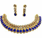 Gyaan Jewels Handmade Gold Plated Alloy Earring and Necklace Set Blue (Women, Girls) Free Size