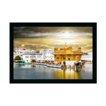 Dharvika Innovations Design 7 Synthetic Golden Temple, Amritsar Painting Sparkle Coated Home Decorative With Frame, 14 X 20 Inch