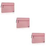 MIKI Laptop Sleeve Bag Shock Resistant 360 degree Protective Nylon Case Super Durable Padded Waterproof Computer Carrying Cover Premium Front Zipper Closure for 15.6 Inch Laptops for Men & Women (Pink) (Pack of 3)