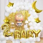 Orama 2nd Birthday Decoration Items For Boys -59Pcs Golden Decoration - 2nd Birthday Party Decorations(Golden Baby Boy Combo-59pcs)