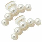 ACCESARS Korean Fashionable Fancy Stylish Large Pearl Hair Claw Clips Long Hair Jaw Clips Clutches Barrettes Hair Accessories for Women and Girls set of 2