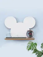 Home Sparkle White Mickey Mouse MDF Wall Mounted Floating Shelf 10.3 x 5 x 7.5 inch