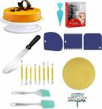 NIJAMRUT SHREE SADGURU CREATION Plastic Cake Table, Flat Knife, Spatula Set, Cake Base Board, Scarper, Cake Decorator, Fondant Tools and Birthday Tag