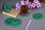 Vatsin Premium Resin Round Coasters With Wooden Stand Tea, Coffee Coasters for Home & Dining Table, Office, Table Accessories, for Gifting (Set of 6, Green)