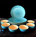 Buy RenHomz , Ceramic Dinner Set , Set of 12 Pieces , Turquoise Blue ...