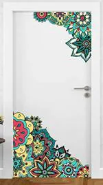 Divinedesigns Multicolor Vinyl Corner Mandala Door Sticker