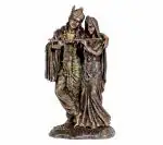 Idol Collections Multicolor Bonded Bronze, Cold Cast Radha Krishna, 8.2 Inch